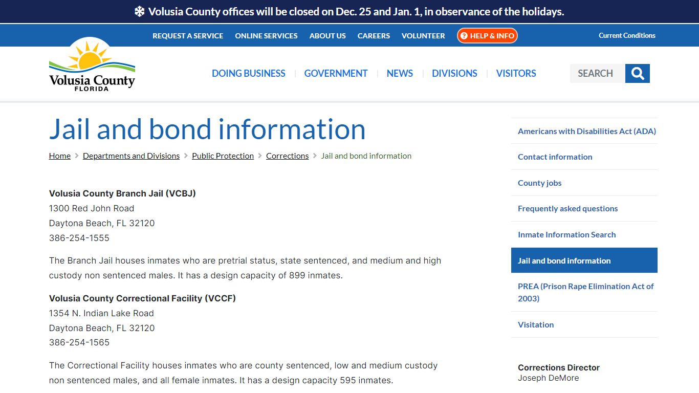 Jail and bond information - Volusia County Government Online